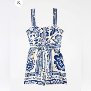 Farm Rio pineapple garden sleeveless romper EUC
